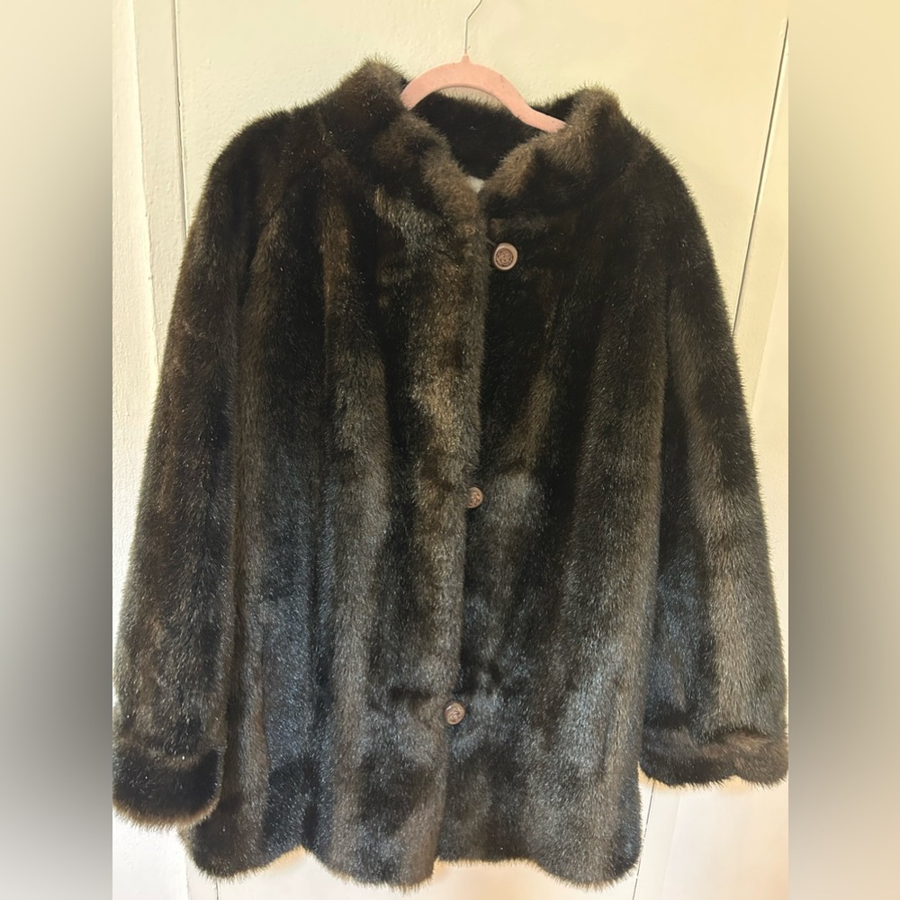 Elegant Brown Faux Fur Coat
